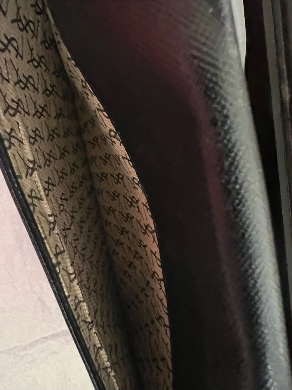 Saint Laurent Black Textured Leather Messenger Bag with Embossed YSL